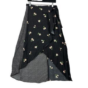 Top Shop Y2K Patch Work Faux Wrap Skirt Size 10 Asymmetric